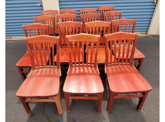 Group Of 7 Vintage Mission-style Wood Side Chairs