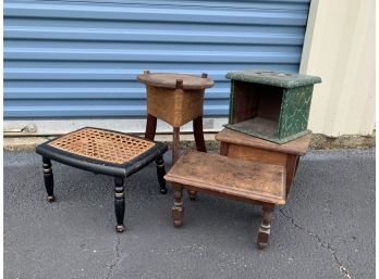Set Of Five Vintage Footstools And Low (very Low) Tables