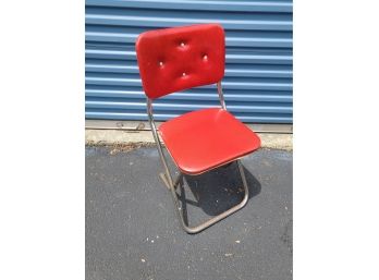 Vintage Lee Krome-Fold All Purpose Chair - Red Seat And Back