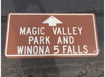 Amusement Park Memorabilia- Large Sign For Magic Valley Park And Winona 5 Falls