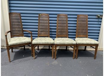 Four Narrow Cane Backed Dining Chairs