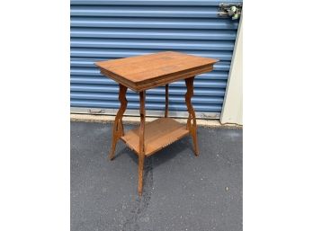Early American Side Table - Beveled Edge Top, With Bottom Shelf