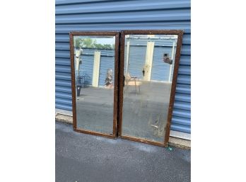 Two Wood Framed 1/2 Length Vintage Mirrors