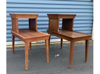 Pair Of MCM Two Tiered Nightstands/Sidetables