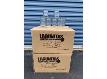 4 Cases Lagunitas 16 Ounce Large Mouth Beer Jars - The Lagunitas Pooch Mascot Image