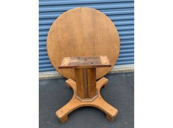 Vintage Craftsman-style Wood Round Dining Table