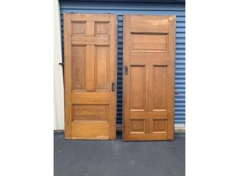 Set Of Two Vintage Wooden Hanging Pocket Doors