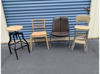 Group Lot - Three Chairs And A Stool