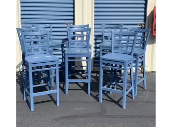 10 Chairs - Bar Height Lattice Back In Pastel Blue
