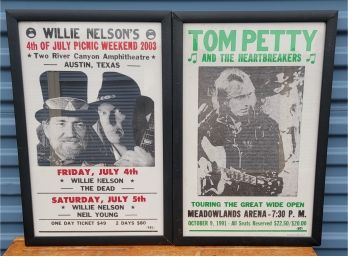 2 Concert Posters: Willie Nelson & Neil Young  -and-  Tom Petty And The Heartbreakers