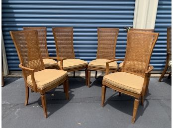 Six High Cane Back Dining Chairs