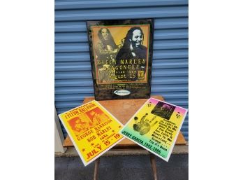 3 Concert Posters: SIGNED Ziggy Marley - George Harrison And Bob Marley - Jerry Garcia Commemorative