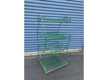 Vintage Green 4 Tier Rod And Wire Display Stand