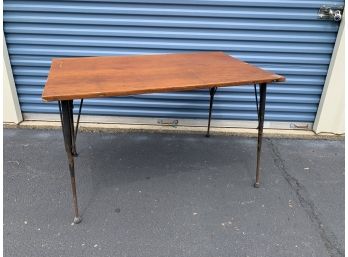 Hairpin Legs And Wide Plank Wood Kitchen Table/Work Table