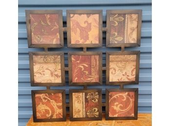 MCM Wall Hanging Grid - 9 Decorative Tiles In 9 Connected Metal Frames