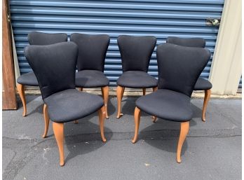 Set Of Four Heart Back Black Upholstered Modern Chairs
