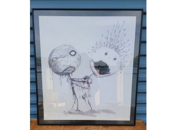Print Of Tim Burton Drawing, Matted & Framed - Image Was Used On Cover Of MoMA Exhibit Book