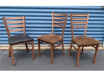 Trio Of Coppertone Metal Ladder Back Chairs