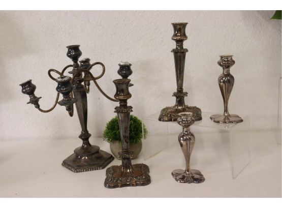 Candle Sticks, Candlesticks, And Candelabra - Stylish Vintage Group Lot
