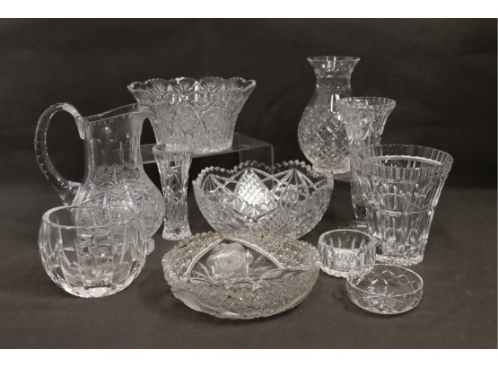 Group Lot Of Crystal Bowls, Pitchers, And Vases