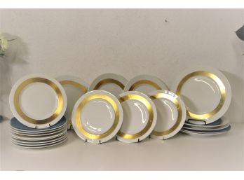 Set Of 20 A. Raynaud Limoges 'Ceralene - Anneau D'Or' - Mix Dinner Plates And Salad Plates