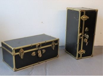 Pair Of Locking Travel Trunks