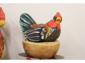 Collection Of Farm Figurines - Rooster And Hen Foursome