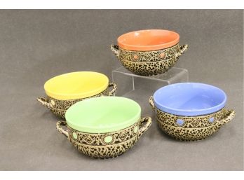 Four Colorful Ceramic Bowls From Always Azul Pottery - Village Grove, Colorado