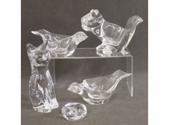 Flock Of 5 Glass Crystal Animal Figurines