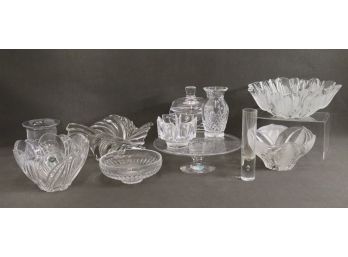 11 Pieces Of Cut Crystal And Molded Glass - Vases And Bowls Etc. - AND A Tiffany & Co Cake Stand