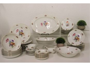 Large Grouping (50 Pieces) Of Ceramic Floral Decorated Dinnerware