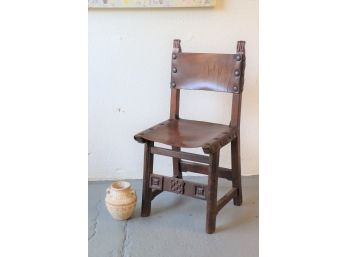 Arts & Crafts Side Chair With Leather Seat And Back