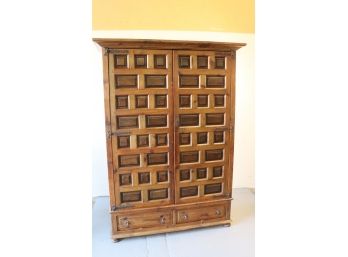 Monumental Rustic Farmhouse Armoire - 12 Drawers And Retrofitted For Electric Light Inside