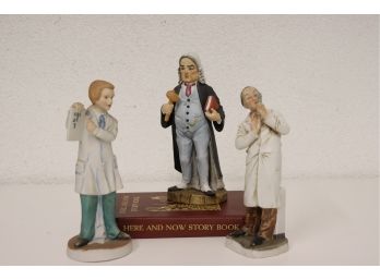 3 George Z. Lefton Porcelain Figurines - Teacher, Judge, And Doctor