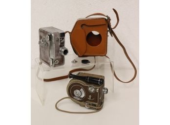 Pair Of Vintage 8mm Movie Cameras - Revere Eight Model Seventy & DeJur Embassy Magazine 8