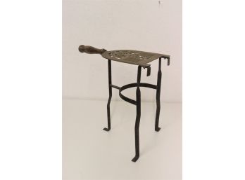 Vintage Kitchen Hearth Warmer Stand - Wrought Iron And Brass