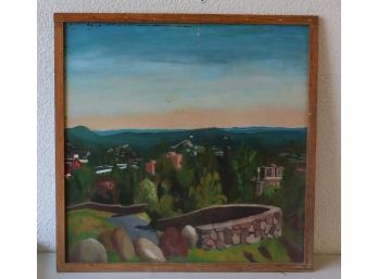 Mountain Top Perch And Valley View  Landscape - On Board, Framed