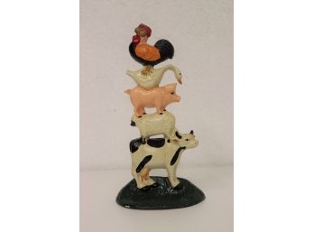 Colorful 'stacked' Farm Animal Painted Metal Figurine