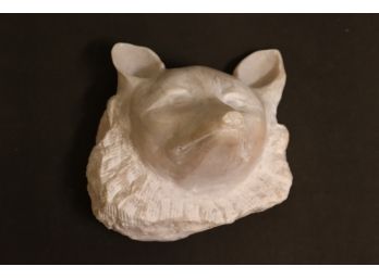 Carved Pink Alabaster Fox's Head Bust