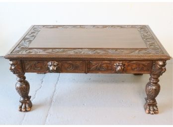 Ornately Carved Wooden Low Table - Rococo Styled