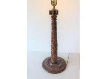 Art Nouveau Style Wooden Lamp