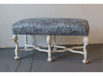 Upholstered Ottoman Bench Double X Stretcher And Cabriole Legs