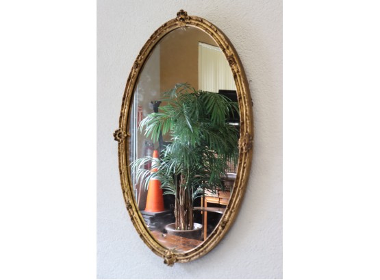 Stunning Gilt Wood Carved Frame Oval Wall Mirror