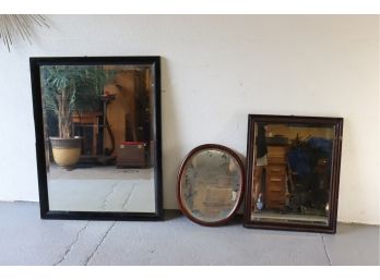 Trio Of Wood Framed Mirrors