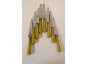 Partial Vintage Kent Stainless Knives With Lucite Handles