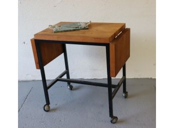 Stunning Vintage Rolling Cart - Steel Frame, Double Flaps, And Swivel Wheels