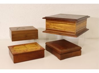 Four Lidded Wooden Boxes