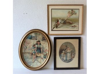 Group Lot Of Three Framed Color Prints