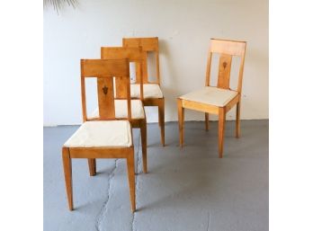 Four Stunningly Simple Splat Back Craftsman Side Chairs - Stylized Four Wood Center Inlay