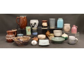 A Collection Of Signed & Unsigned Pottery